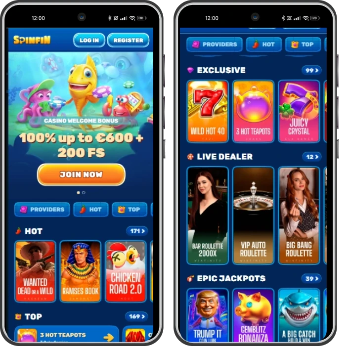 spinfin casino mobile version